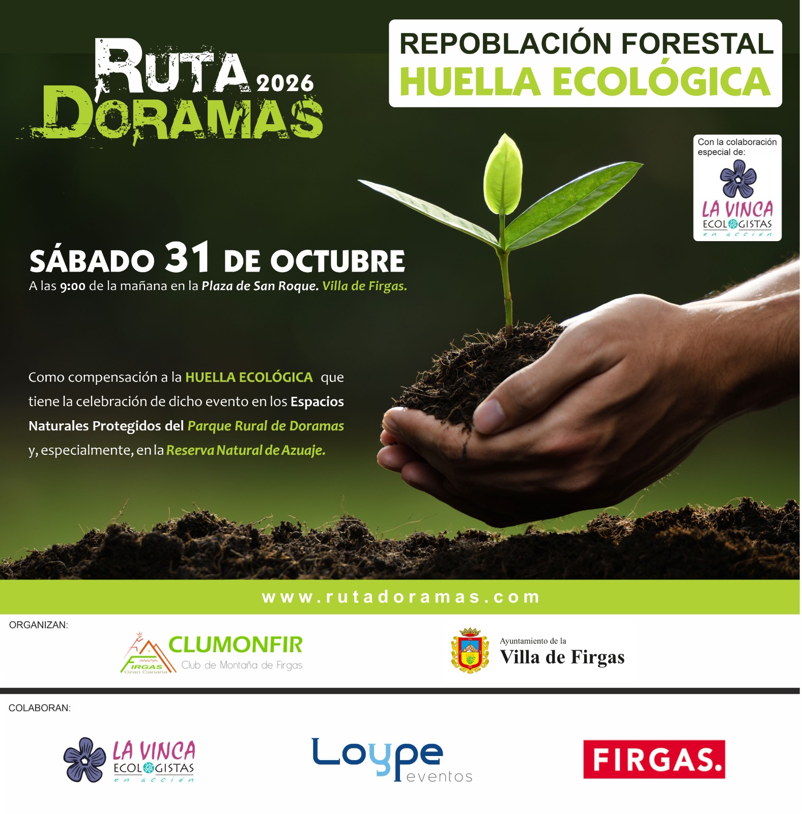Cartel de la repoblación de la Huella Ecológica de la Ruta Doramas del 31 de octubre de 2026